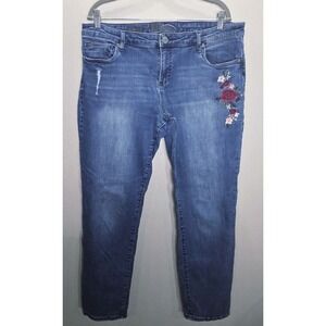Kut from the Kloth Katy Boyfriend Jeans Women's Size 16 Embroidered Floral...